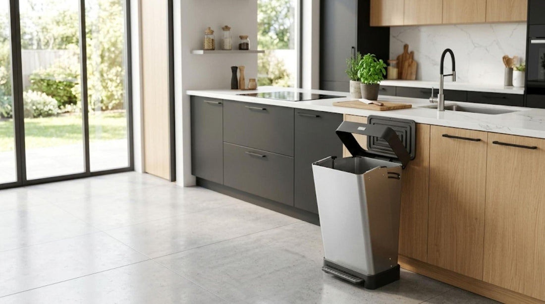 brushed stainless steel trash can